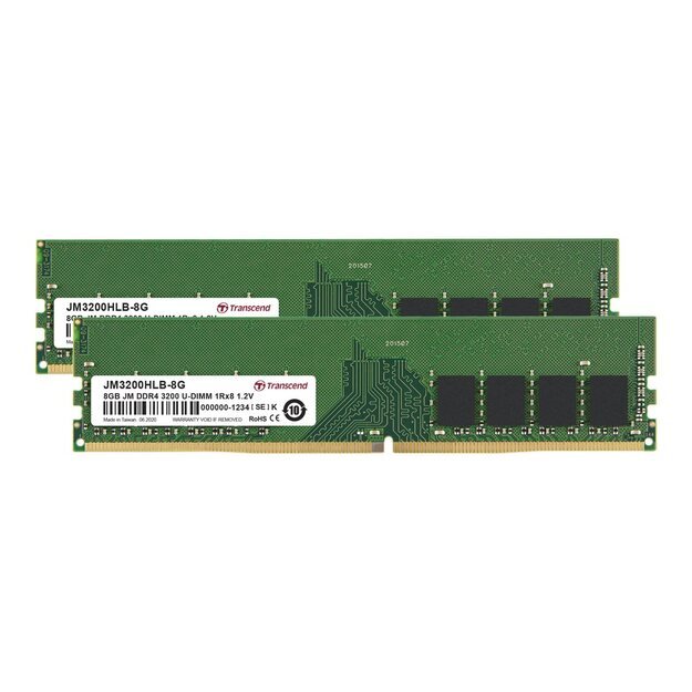 Operatyvioji atmintis (RAM) TRANSCEND 16GB KIT JM DDR4 3200Mhz U-DIMM 1Rx8 1Gx8 CL22 1.2V