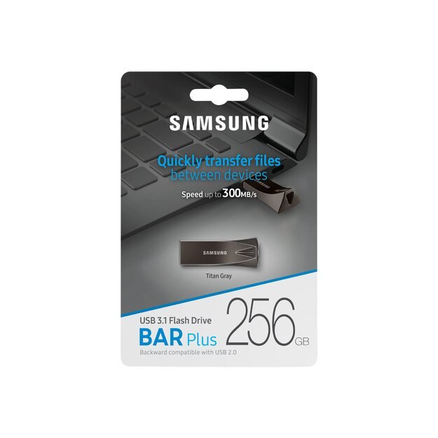 USB raktas SAMSUNG BAR PLUS 256GB USB 3.1 Titan Gray