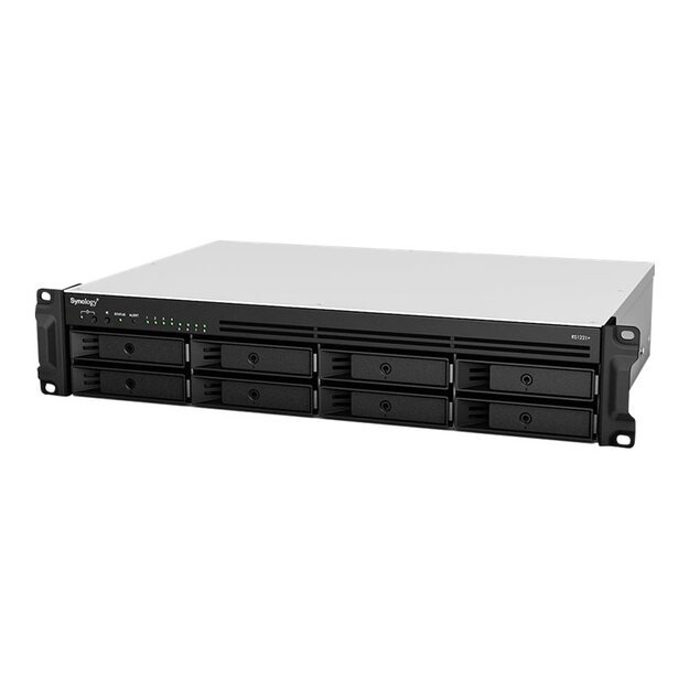 SYNOLOGY RS1221+ 8-Bay NAS-Rackmount AMD Ryzen V1500B 4-core 2.2 GHz 4GB DDR4 up to 32GB RJ-45 4x1GbE 2xUSB 3.2 1xeSATA