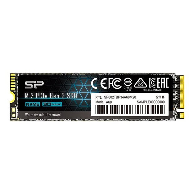 Kietasis diskas (SSD) vidinis SILICON POWER SSD Ace A60 2TB M.2 PCIe Gen3 x4 NVMe 2200/1600 Mb/s