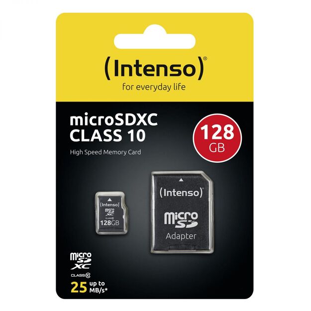 Atminties kortelė su adapteriu MEMORY MICRO SDXC 128GB C10/W/ADAPTER 3413491 INTENSO 3
