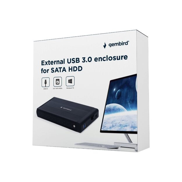 GEMBIRD EE3-U3S-3 HDD external enclosure Gembird for 3.5 SATA - USB 3.0, Aluminium, Black