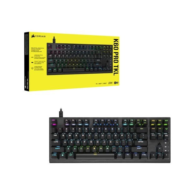 CORSAIR K60 PRO TKL RGB Optical-Mechanical Gaming Keyboard Backlit RGB LED CORSAIR OPX Black