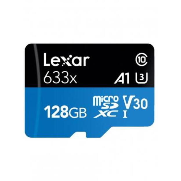 Atminties kortelė su adapteriu MEMORY MICRO SDXC 128GB UHS-I/W/ADAPTER LSDMI128BB633A LEXAR