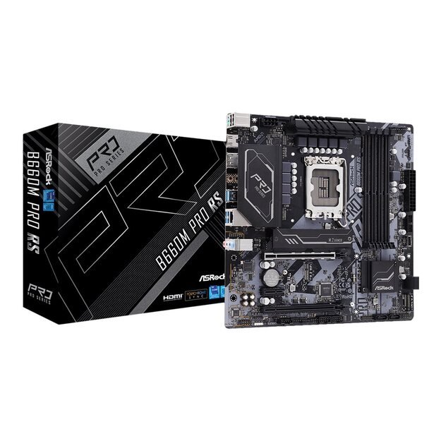 Pagrindinė plokštė ASROCK B660M Pro RS LGA1700 4x DDR4 DIMM HDMI DP 1xPCIe 5.0 x16 1xPCIe 4.0 x16 1xPCIe 3.0 x1