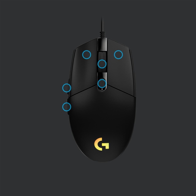 Kompiuterinė pelė laidinė MOUSE USB OPTICAL G203/BLACK 910-005796 LOGITECH