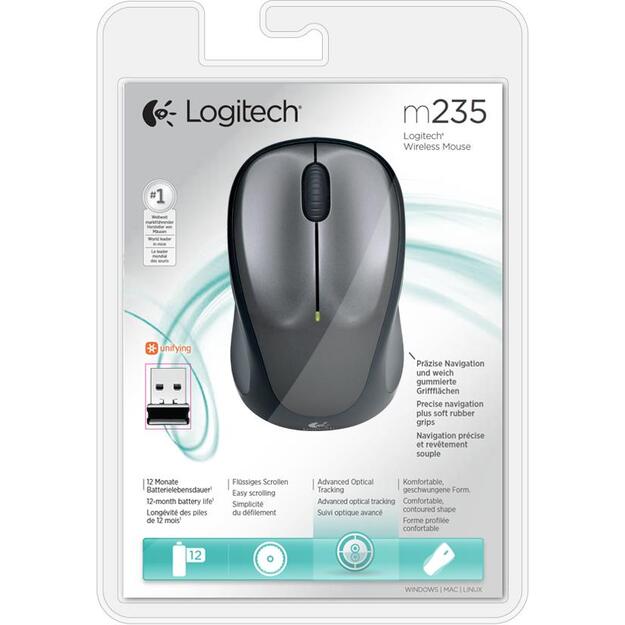 Kompiuterinė pelė belaidė OPTICAL WRL M235/GREY 910-002201 LOGITECH 14