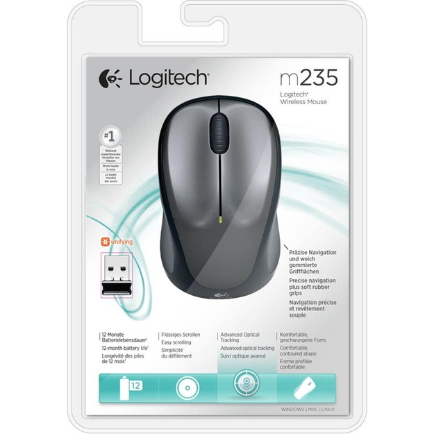 Kompiuterinė pelė belaidė OPTICAL WRL M235/GREY 910-002201 LOGITECH
