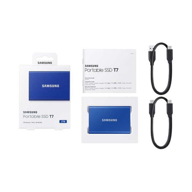 Išorinis kietasis diskas SSD |SAMSUNG|T7|2TB|USB 3.2|Write 1000 MBytes/sec|Read 1050 MBytes/sec|MU-PC2T0H/WW