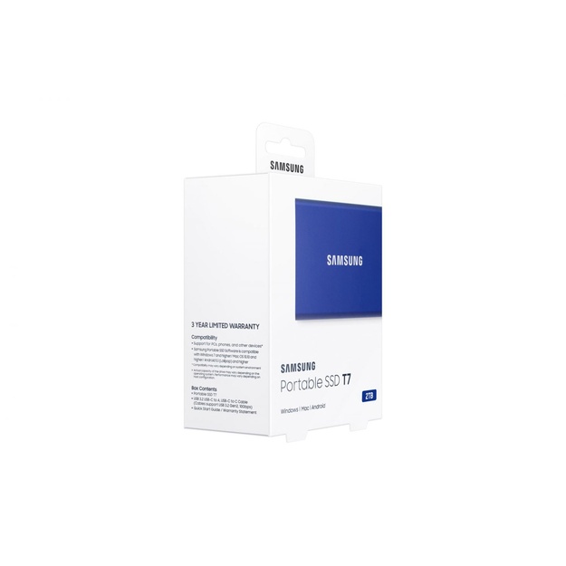 Išorinis kietasis diskas SSD |SAMSUNG|T7|2TB|USB 3.2|Write 1000 MBytes/sec|Read 1050 MBytes/sec|MU-PC2T0H/WW