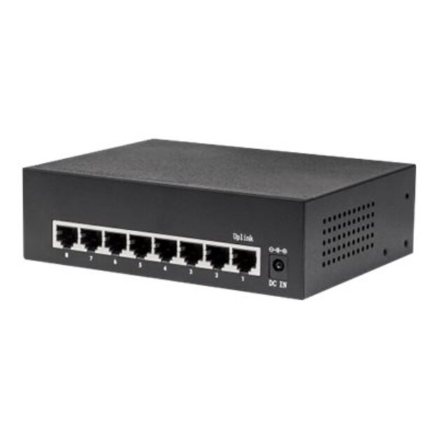 Komutatorius INTELLINET 8-Port PoE+ Gigabit Switch 8 x PoE Ports IEEE 802.3at/af Power-over-Ethernet PoE+/PoE confirm 60W Desktop