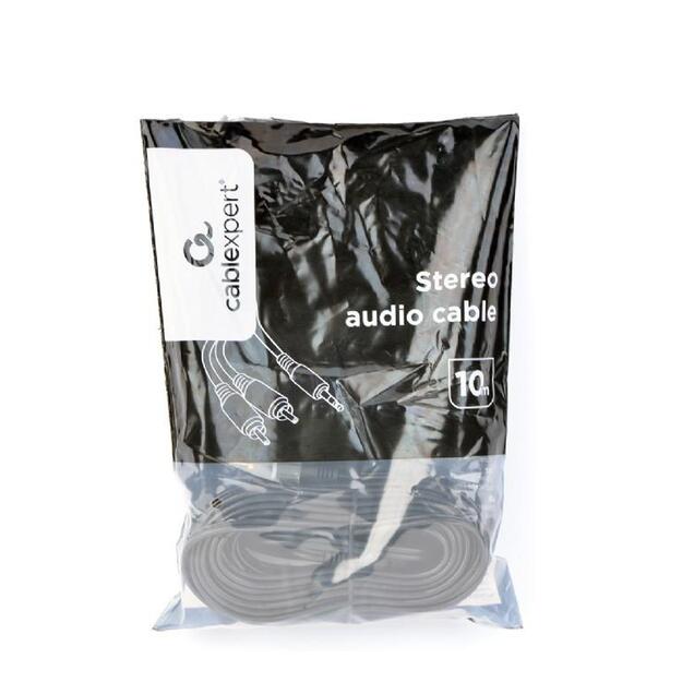 Audio adapteris 3.5MM TO 2RCA 10M/GOLD CCA-352-10M GEMBIRD