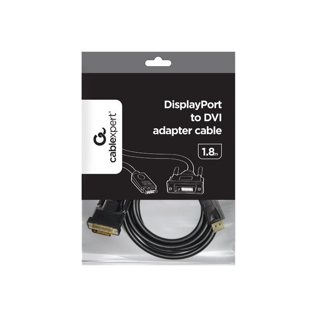 Vaizdo kabelis - adapteris DISPLAY PORT TO DVI/1.8M CC-DPM-DVIM-6 GEMBIRD