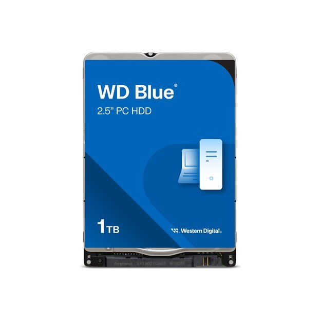 Kietasis diskas vidinis HDD|WESTERN DIGITAL|Blue|1TB|SATA 3.0|128 MB|5400 rpm|2,5 |Thickness 7mm|WD10SPZX