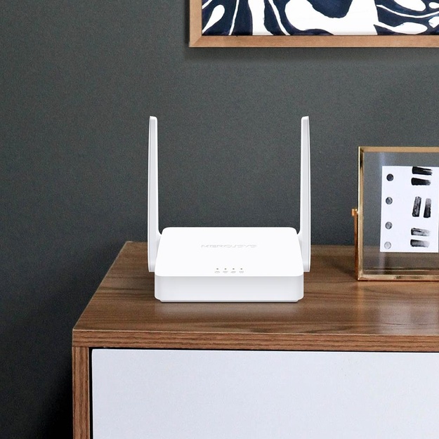 Maršrutizatorius |MERCUSYS|300 Mbps|IEEE 802.11b|IEEE 802.11g|IEEE 802.11n|2x10/100M|LAN \ WAN ports 1|Number of antennas 2|MW302R