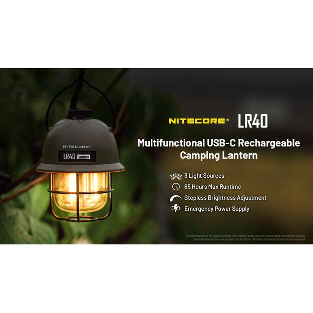 Žibintas pakabinama lempa LAMP SERIES/100 LUMENS LR40 NITECORE 2