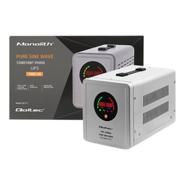 QOLTEC 50717 Uninterruptible power supply Pure Sine Wave UPS 1000VA 700W constant phase Grey