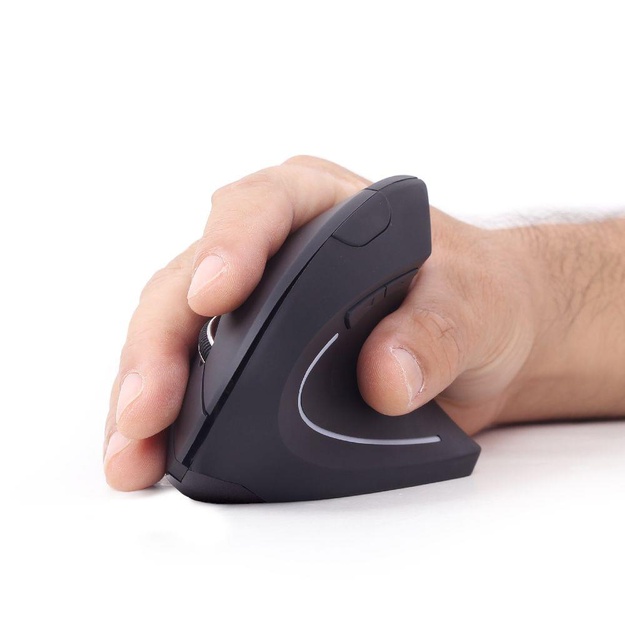 Kompiuterinė pelė belaidė MOUSE USB OPTICAL WRL BLACK/ERGONOMIC MUSW-ERGO-01 GEMBIRD