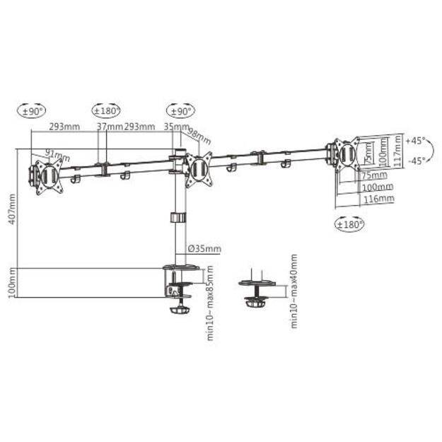 DISPLAY ACC MOUNTING ARM/17-27  MA-D3-01 GEMBIRD