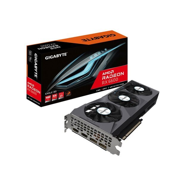 Graphics Card|GIGABYTE|AMD Radeon RX 6600|8 GB|128 bit|PCIE 4.0 8x|GDDR6|Memory 14000 MHz|2xHDMI|2xDisplayPort|GV-R66EAGLE-8GD