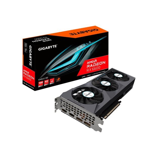 Graphics Card|GIGABYTE|AMD Radeon RX 6600|8 GB|128 bit|PCIE 4.0 8x|GDDR6|Memory 14000 MHz|2xHDMI|2xDisplayPort|GV-R66EAGLE-8GD