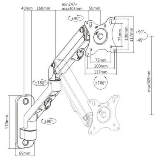 DISPLAY ACC MOUNTING ARM 27 /MA-WA1-02 GEMBIRD