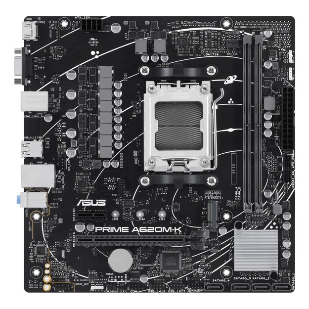 Mainboard|ASUS|AMD A620|Micro-ATX|Memory DDR5|Memory slots 2|1xPCI-Express 3.0 1x|1xPCI-Express 4.0 16x|1xM.2|1x15pin D-sub|1xHDMI|2xUSB 2.0|4xUSB 3.2|1xPS/2|1xRJ45|3xAudio port|PRIMEA620M-K