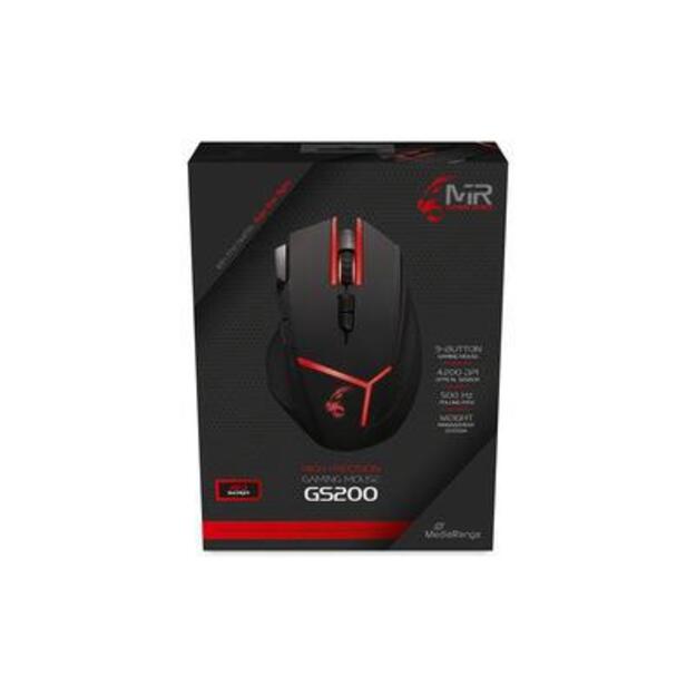 MOUSE USB OPTICAL BLACK/RED/MRGS200 MEDIARANGE