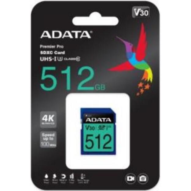 MEMORY SDXC 512GB V30/ASDX512GUI3V30S-R ADATA 1
