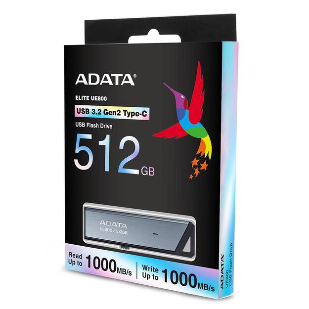MEMORY DRIVE FLASH USB-C 512GB/SILV AELI-UE800-512G-CSG ADATA 9