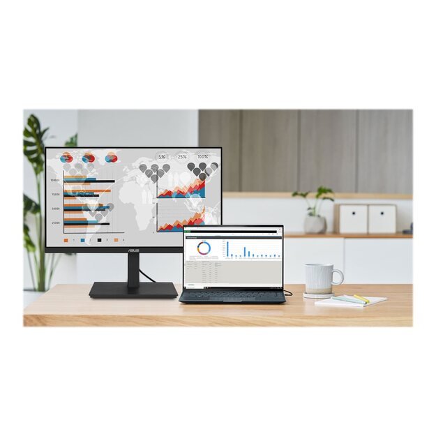 ASUS Business VA27ECPSN 27inch FHD Monitor 16:9 IPS Panel 1920x1080 75Hz Frameless Ergonomic RJ45 DP HDMI USB-C mit 65W USB-Hub 39