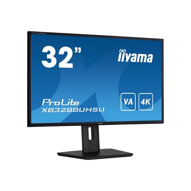 IIYAMA XB3288UHSU-B5 32inch VA 3840x2160 UHD 300cd/m2 3ms FreeSync Speakers DisplayPort 2xHDMI 2xUSB 3.0 15cm Height Adj. Stand