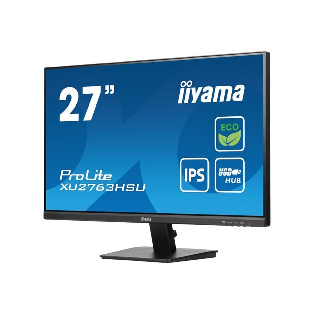 IIYAMA XU2763HSU-B1 27inch ETE IPS EyeComfort/EyeSafe 2.0 FHD 100Hz 250cd/m2 3ms GTG Speakers HDMI DP USB 2x 3.2