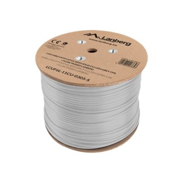 LANBERG LAN cable UFTP cat.6A 305m solid CU LSZH grey CPR fluke passed 5