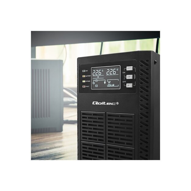 QOLTEC 52280 Uninterruptible Power Supply UPS / 1kVA / 1000W / Power factor 1.0 / LCD / EPO / USB / Online