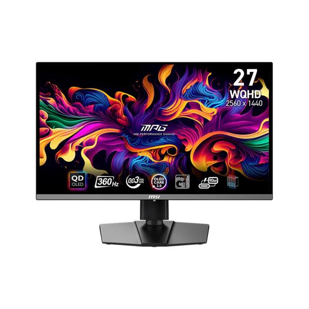 Monitor|MSI|MPG 271QRX QD-OLED|26.5 |Gaming|Panel QD-OLED|2560x1440|16:9|360Hz|Matte|0.03 ms|Swivel|Pivot|Height adjustable|Tilt|Colour Black|MPG271QRXQD-OLED