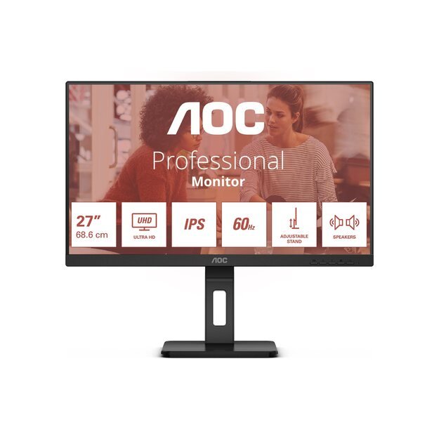 AOC U27E3UF 27inch IPS 3840x2160 Monitor 4ms 16:9 2xHDMI DP USB Black