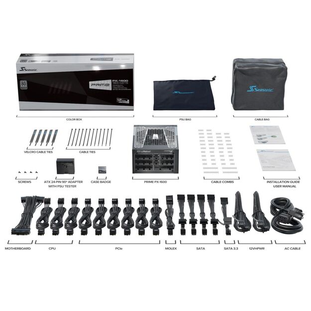 Power Supply|SEASONIC|PRIME PX ATX 3.0|1600 Watts|Efficiency 80 PLUS PLATINIUM|MTBF 100000 hours|PRIME-PX-1600-ATX30 19