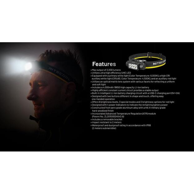 HEADLAMP H SERIES 2000 LUMENS/HC65 UHE NITECORE 4
