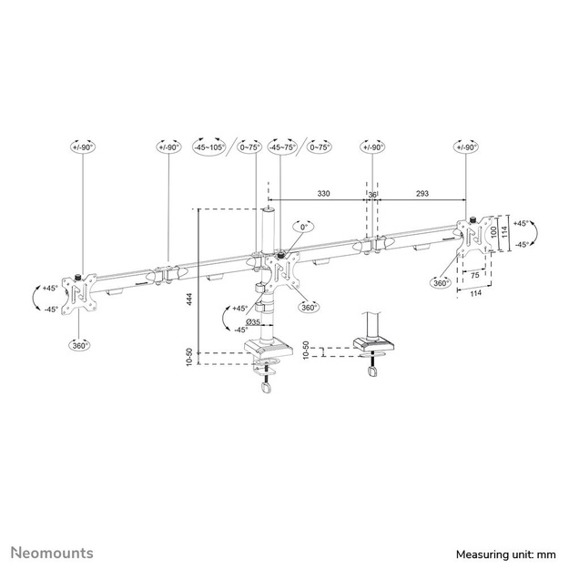 MONITOR ACC DESK MOUNT 10-27 /TRIPLE DS60-600BL3 NEOMOUNTS