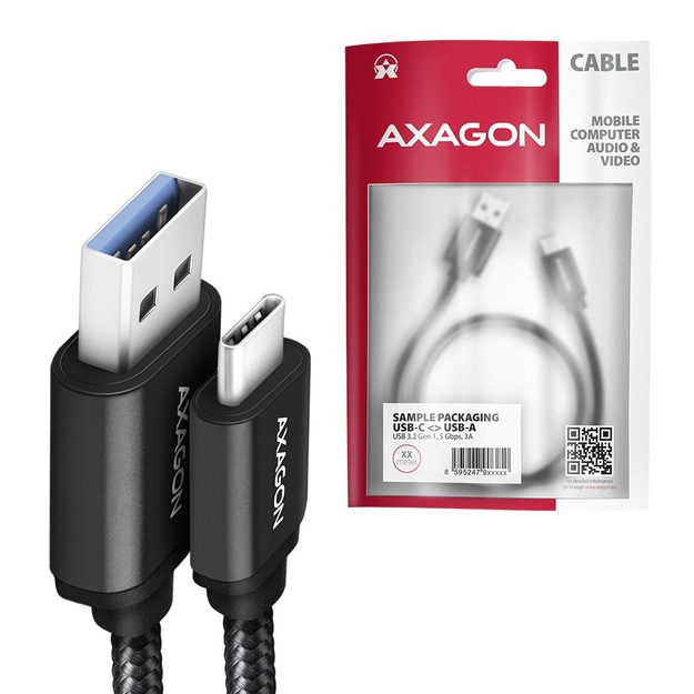 CABLE USB-C TO USB3.2 2M/BLACK BUCM3-AM20AB AXAGON