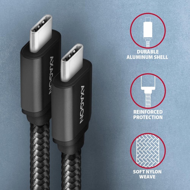 CABLE USB-C TO USB-C 3M 60W/BLACK BUCM3-CM30AB AXAGON
