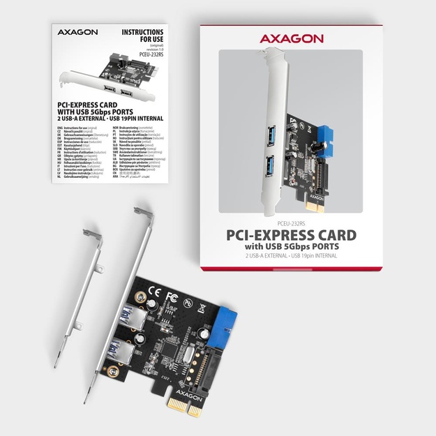 I/O CARD PCIE USB 5GBPS 4PORT/SP&LP PCEU-232RS AXAGON