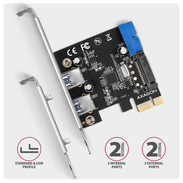 I/O CARD PCIE USB 5GBPS 4PORT/SP&LP PCEU-232RS AXAGON