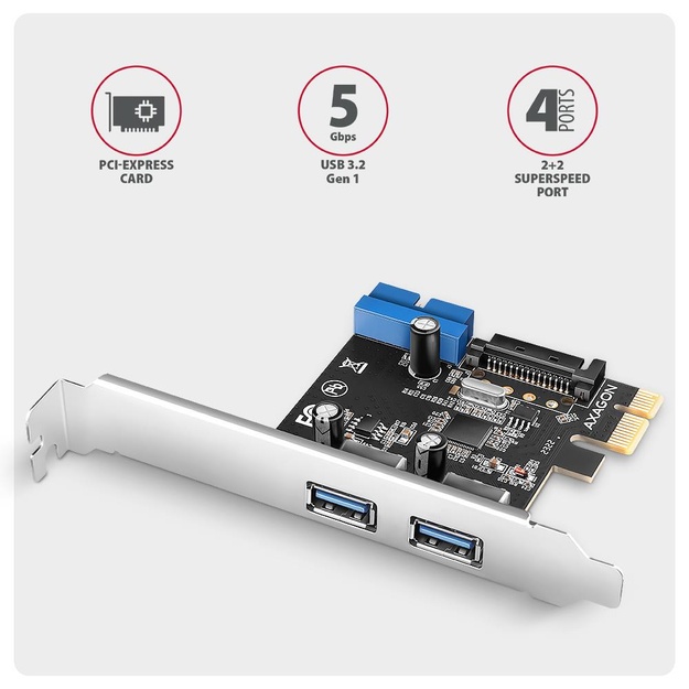 I/O CARD PCIE USB 5GBPS 4PORT/SP&LP PCEU-232RS AXAGON