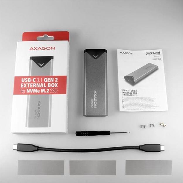 SSD ACC ENCLOSURE M.2 NVME/USB-C EEM2-UG2 AXAGON