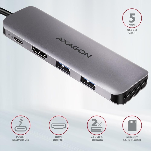 I/O HUB USB3.2 5IN1/0.2M HMC-5 AXAGON