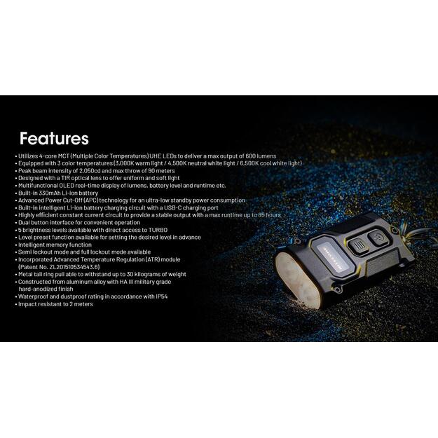 FLASHLIGHT T SERIES 600 LUMENS/TINI3 NITECORE 15