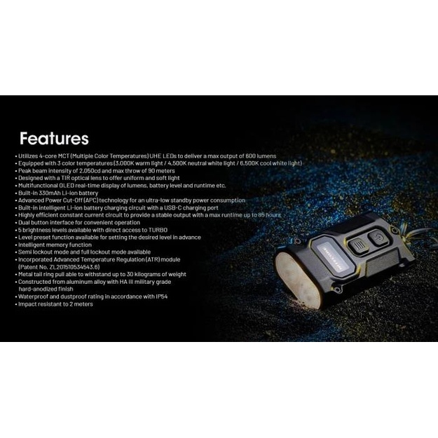 FLASHLIGHT T SERIES 600 LUMENS/TINI3 NITECORE