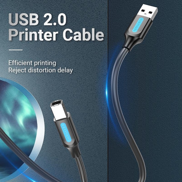CABLE USB2.0 MALE TO MALE/3M BLACK COQBI VENTION